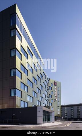 Vista esterna del Radisson RED Hotel, Glasgow, Scozia, Regno Unito, con 174 camere. Foto Stock