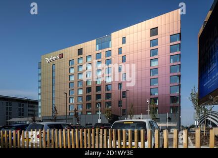 Vista esterna del Radisson RED Hotel, Glasgow, Scozia, Regno Unito, con 174 camere. Foto Stock