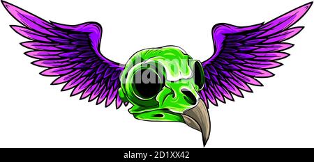 Cranio laterale con Wings illustrazione vettoriale ART Illustrazione Vettoriale