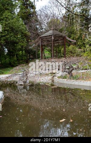 Giapponese - giardino di stile, primavera presto. Giardinaggio - un giardino nella cultura orientale Foto Stock