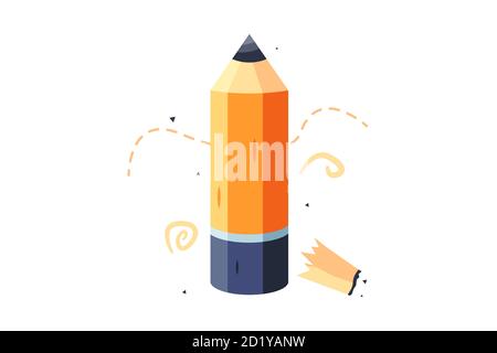 Moderna e semplice icona a matita in stile piatto. Illustrazione Vettoriale