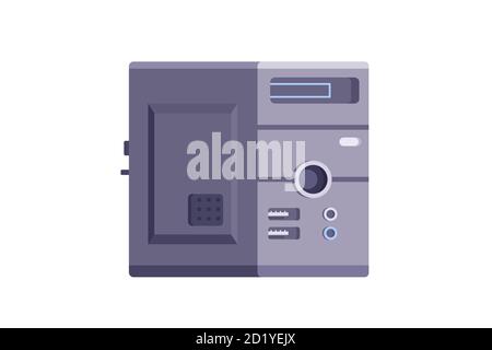 Moderna icona della torre del computer in stile piatto. Illustrazione Vettoriale
