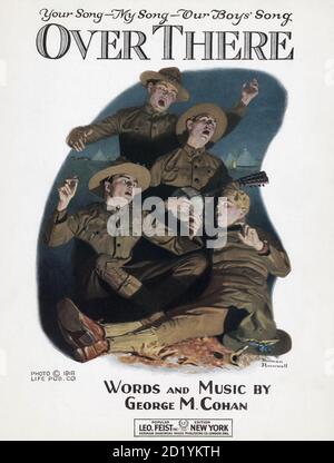 Copertina di 1918 spartiti edizione del popolare patriottico della prima guerra mondiale canzone là sopra, parole e musica di George M. Cohan. Foto Stock