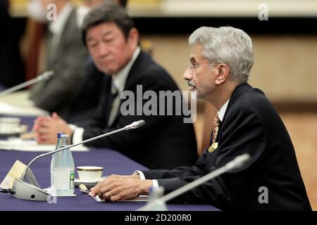 Tokyo, Giappone. 6 Ott 2020. Il Subrahmanyam Jaishankar, ministro degli Esteri indiano, interviene durante la riunione ministeriale quadrilatera del dialogo sulla sicurezza (Quad) a Tokyo, Giappone, martedì 6 ottobre 2020. Credit: POOL/ZUMA Wire/Alamy Live News Foto Stock