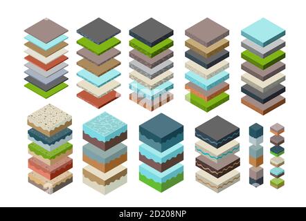 Suolo strati sezione trasversale geologico erba verde Illustrazione Vettoriale