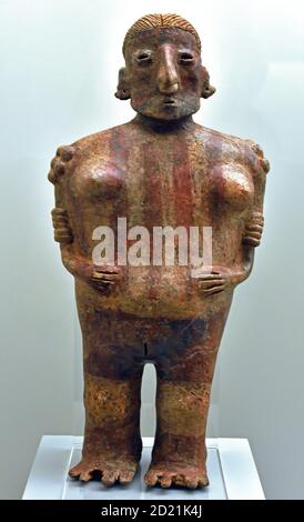 Figura raffigurante una donna incinta. Ceramica dipinta. Stile Nayarit. Periodo Proto classico (100 a.C.-250 d.C.). Messico occidentale. Messicani, Foto Stock