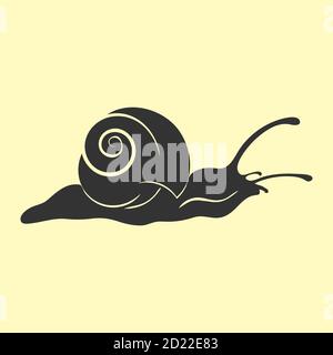 icona animale lumaca, silhouette disegnata a mano nei colori bianco e nero, illustrazione vettoriale Illustrazione Vettoriale