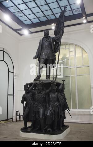 Monumento al maresciallo austriaco Joseph Radetzky von Radetz un tempo posto in Piazza Malostranské a Praga, ora in mostra nel Lapidarium del Museo Nazionale (Lapidárium Národního muzea) a Praga, Repubblica Ceca. Il monumento in bronzo progettato dallo scultore neoclassico ceco Emanuel Max e dal fratello Josef Max (1858) fu rimosso al museo nel 1919 poco dopo la proclamazione dell'indipendenza della Cecoslovacchia. Foto Stock