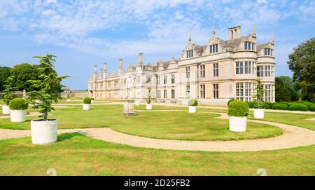 Kirby Hall una rovinata 17 ° secolo Elizabethan casa signorile o. Casa di campagna vicino Gretton nr Corby Northamptonshire Inghilterra GB Europa Foto Stock