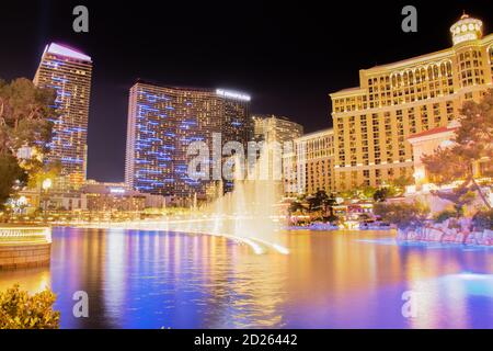 Las Vegas skyline notturno Foto Stock