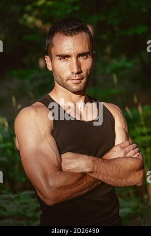 Ritratto dell'atleta in natura Foto Stock