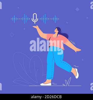 Assistente vocale e app mobile per il riconoscimento vocale Illustrazione Vettoriale