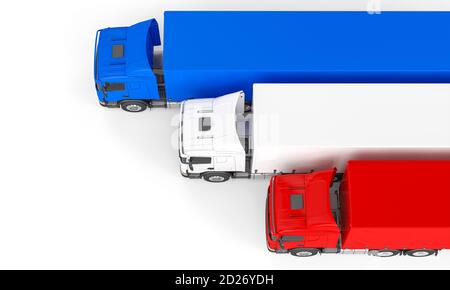 camion con bandiera blu rossa e bianca. rendering 3d Foto Stock