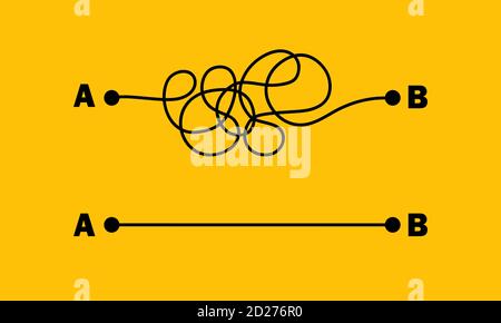 Set di linee insane e disordinato. Linea di processo facile e difficile. Vettore su sfondo isolato. EPS 10 Illustrazione Vettoriale