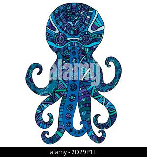 Fantasia ornamentale di colore blu polpo Illustrazione Vettoriale