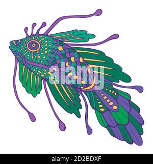 Pesci decorativi fantasy, colore pastello Illustrazione Vettoriale