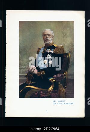 Ritratto Chromolitografico del Re Oscar II di Svezia (21 gennaio 1829 – 8 dicembre 1907). Regnò dal 18 settembre 1872 all'8 dicembre 1907. Imag Foto Stock