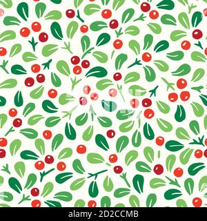 Disegno a mano astratto Natale Mistletoe Foliage vettore orizzontale motivo senza giunture Illustrazione Vettoriale