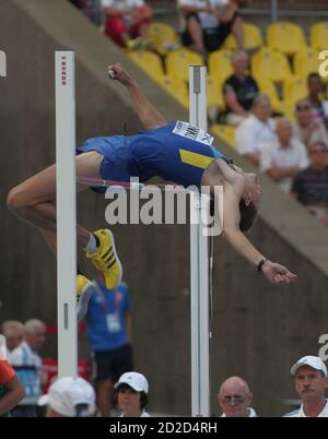 Bohdan Bondarenko dell'Ucraina alta qualificazione salto durante il Championnat du Monde Athlétisme 2013, il 10 2013 agosto a Moscou - Foto Laurent Lairys / DPPI Foto Stock