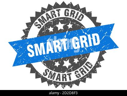 smart grid stamp. grunge rotonda con nastro Illustrazione Vettoriale