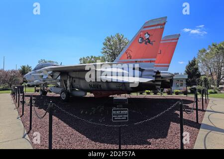 Grumman F-14D Tomcat jet in esposizione permanente Bethpage Long Isola di New York Foto Stock