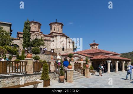 METEORA, GRECIA - 17 SETTEMBRE 2019: All'interno del Grande Monastero Meteoron di Meteora, Trikala, Grecia. Monasteri ortodossi orientali. Foto Stock