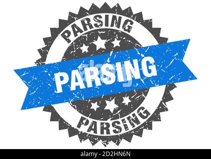 impronta di analisi. segno di grunge rotondo con nastro Illustrazione Vettoriale