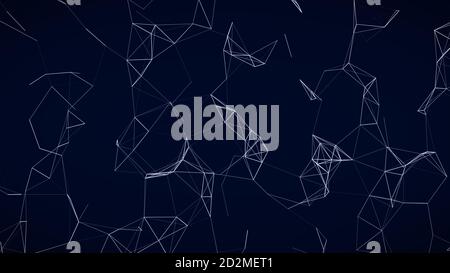 Forme geometriche astratte di Plexus. Concetto di connessione e Web. Rete digitale, di comunicazione e tecnologica con linee e punti in movimento. Foto Stock