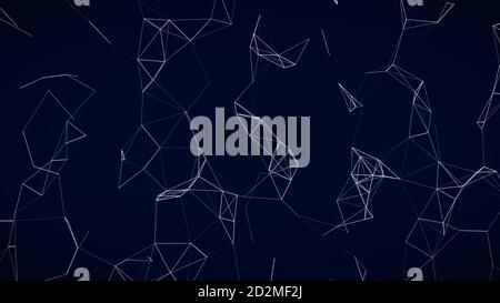 Forme geometriche astratte di Plexus. Concetto di connessione e Web. Rete digitale, di comunicazione e tecnologica con linee e punti in movimento. Foto Stock