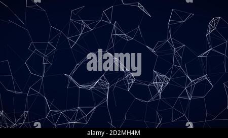 Forme geometriche astratte di Plexus. Concetto di connessione e Web. Rete digitale, di comunicazione e tecnologica con linee e punti in movimento. Foto Stock