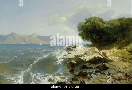 Calame Alexandre - Lac Suisse. Marine - Scuola Svizzera - XIX secolo Foto Stock