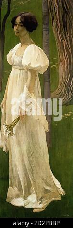 Bieler Ernest - la Femme en Blanc - Scuola Svizzera - 19 ° secolo Foto Stock