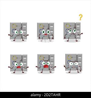 Carattere cartoon di tra noi macchina da lavoro con quale espressione Illustrazione Vettoriale