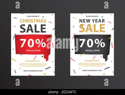 Buono sconto per il nuovo anno e Natale. Illustrazione Vettoriale