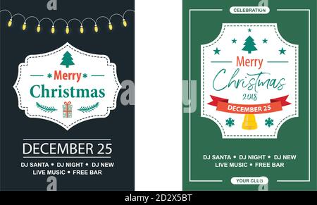 Invito vintage per una festa di Natale. Illustrazione Vettoriale