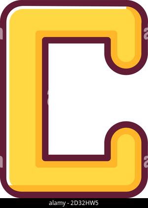 Lettera C dell'alfabeto inglese. Carattere alfabetico. Un'icona per il sito Web. Illustrazione Vettoriale