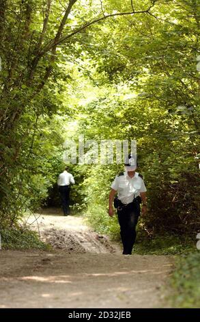 L'attività della polizia a Brading Down vicino a Newport sull'Isola di Wight, dopo che una ragazza adolescente, creduta essere una studentessa di cambio, è stata trovata morta in un legno. *...la vittima senza nome è stata trovata alle 23:45 martedì sera nel famoso posto per camminare con il cane. La polizia dell'Hampshire ha detto che la causa della morte non era ancora nota e un patologo dell'ufficio domestico doveva effettuare un esame post mortem. Foto Stock