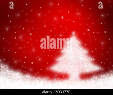 Shinny Christmas Tree, sfondo astratto con luci bokeh e fiocchi di neve Foto Stock