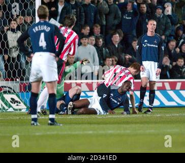 Michael Sveensson di Southampton (No.11) scivola per segnare il suo apriista ai visitatori durante la terza partita della fa Cup al St Mary's Stadium di Southampton. QUESTA IMMAGINE PUÒ ESSERE UTILIZZATA SOLO NEL CONTESTO DI UNA FUNZIONE EDITORIALE. NESSUN UTILIZZO DI SITI WEB/INTERNET A MENO CHE IL SITO NON SIA REGISTRATO PRESSO LA FOOTBALL ASSOCIATION PREMIER LEAGUE. Foto Stock