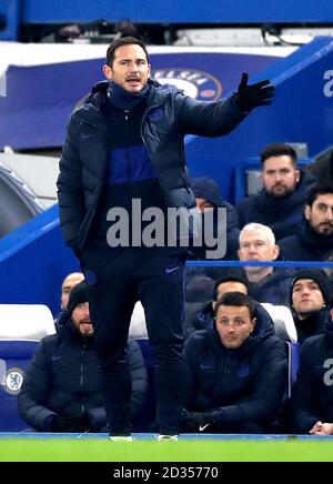 Chelsea manager Frank Lampard durante il match di Premier League a Stamford Bridge, Londra. Foto Stock