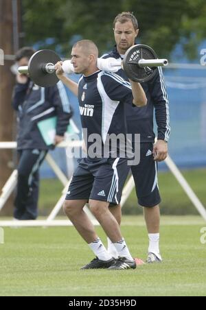 Karim Benzema del Real Madrid durante un campo di allenamento pre-stagione a Carton House, Co Kildare. Foto Stock