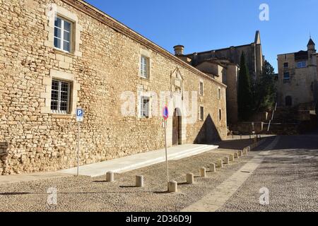 Edificio di Les Aligues, città vecchia di Girona, Catalogna, Spagna Foto Stock