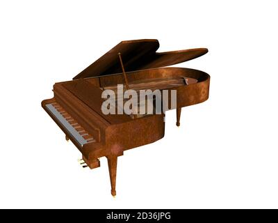 concerto marrone pianoforte grande con sgabello Foto Stock