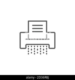 Simbolo dell'icona del vettore di triturazione del documento cartaceo isolato su sfondo bianco Illustrazione Vettoriale