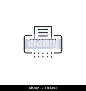 Simbolo dell'icona del vettore di triturazione del documento cartaceo isolato su sfondo bianco Illustrazione Vettoriale