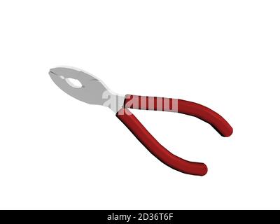 pinze argentate con manici rossi Foto Stock