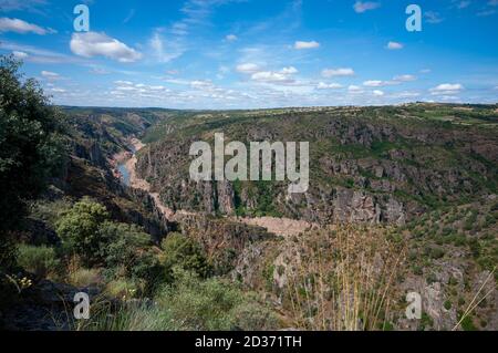 Paesaggio di Los Arribes del Duero, Spagna. Il fiume confina con la Spagna e il Portogallo. Foto Stock