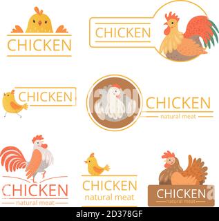 Logo Pollo. Illustrazioni di pollo per l'identità dell'azienda agricola carne di cibo organico di uccello che advertising modello vettoriale Illustrazione Vettoriale