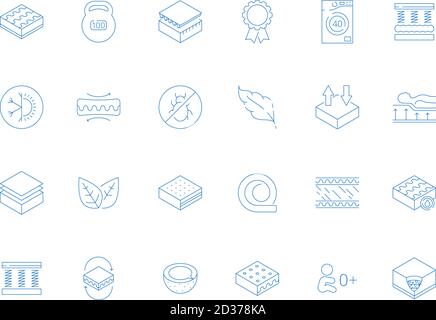 Icona materasso. Comodi simboli vettoriali anatomici ortopedici ecologici multistrato in lattice Illustrazione Vettoriale