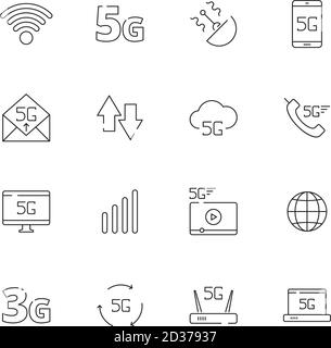 5g. Icona di rete senza fili libera tecnologia di sicurezza telefono cloud internet 4g simboli vettoriali Illustrazione Vettoriale